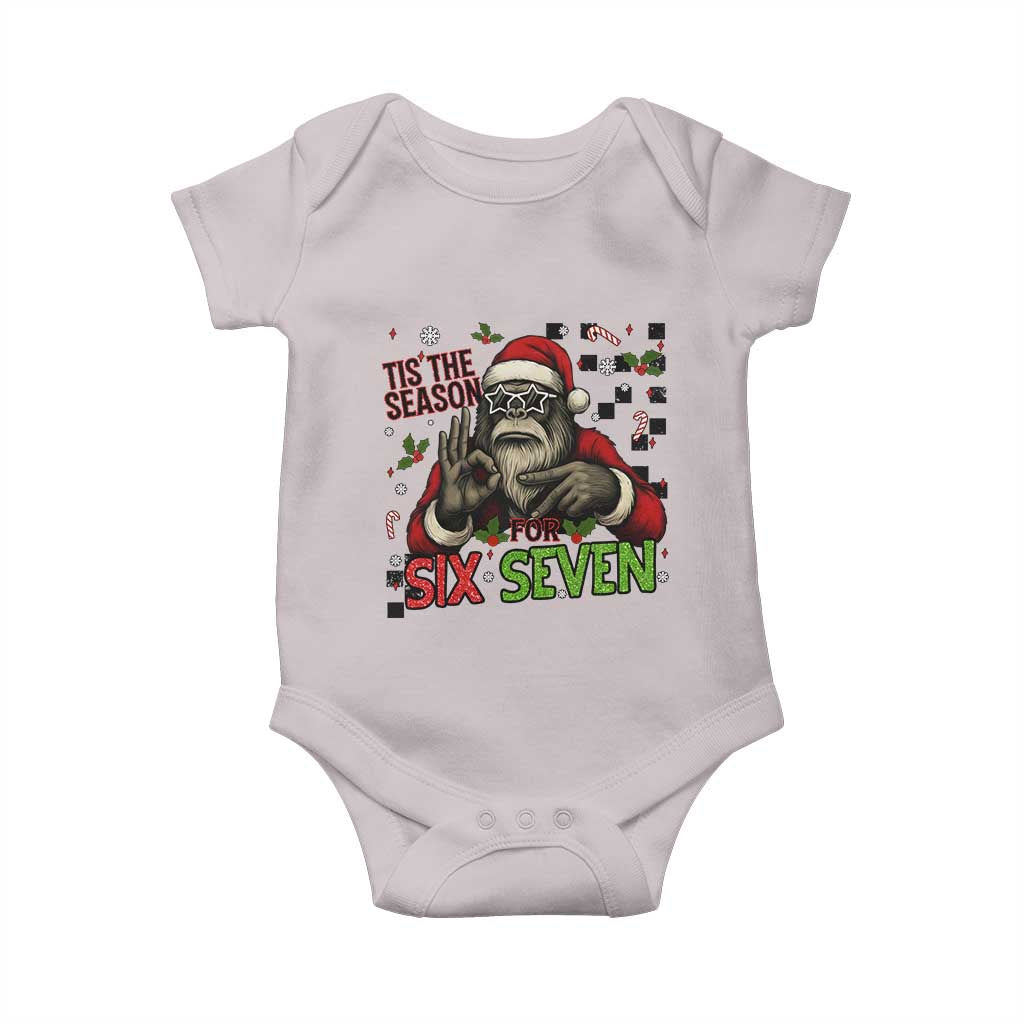 Funny Bigfoot Santa Tis The Season For Six Seven Meme Baby Onesie Christmas Gift TS12 Ice Gray Print Your Wear