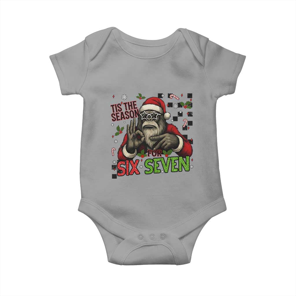 Funny Bigfoot Santa Tis The Season For Six Seven Meme Baby Onesie Christmas Gift TS12 Sport Gray Print Your Wear