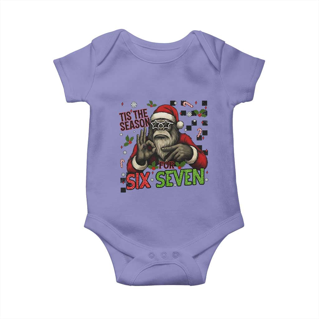 Funny Bigfoot Santa Tis The Season For Six Seven Meme Baby Onesie Christmas Gift TS12 Violet Print Your Wear