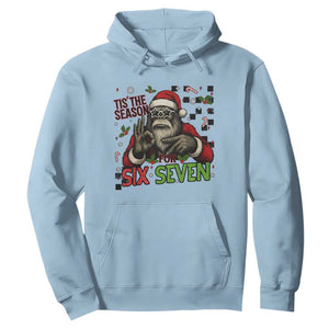 Funny Bigfoot Santa Tis The Season For Six Seven Meme Hoodie Christmas Gift TS12 Light Blue Print Your Wear