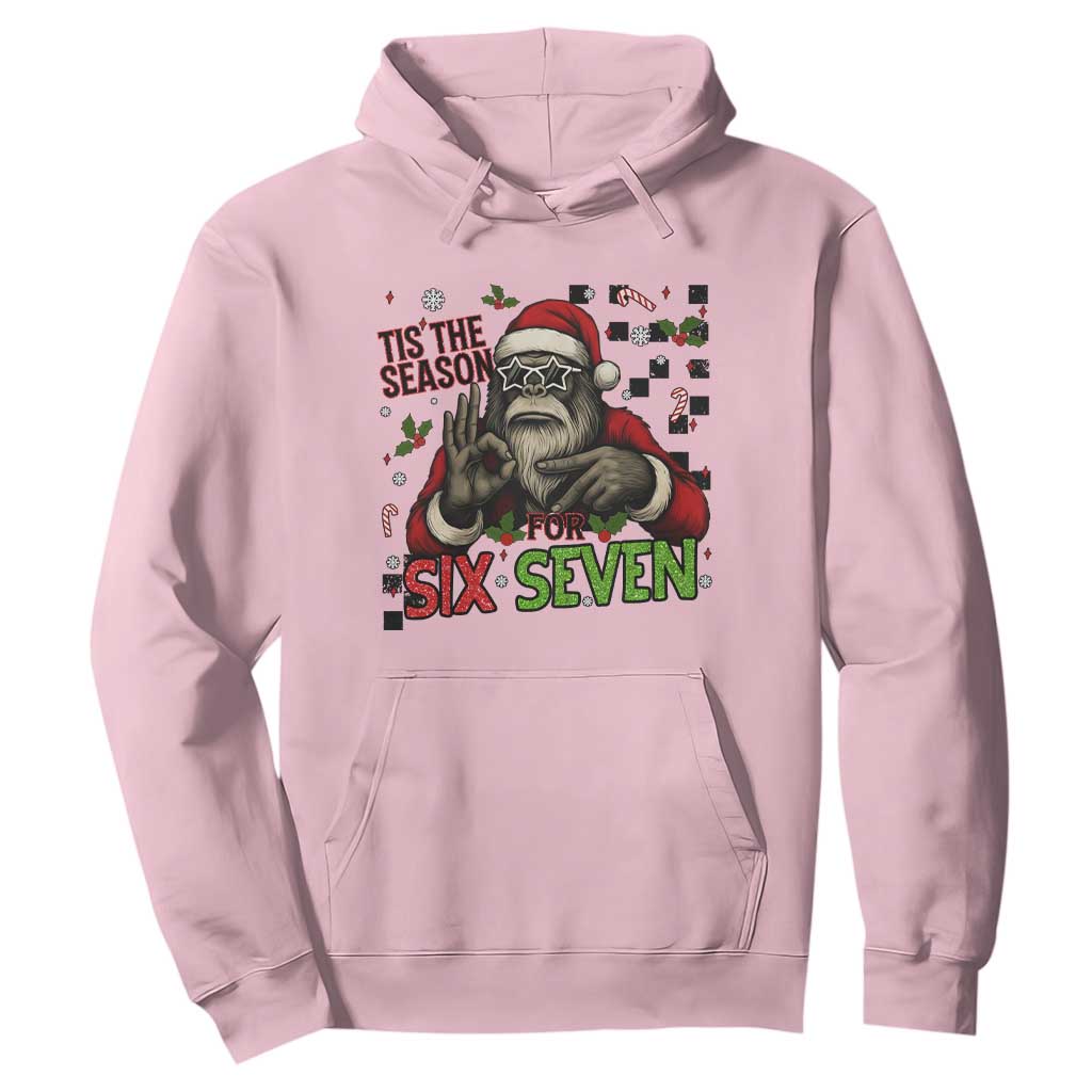 Funny Bigfoot Santa Tis The Season For Six Seven Meme Hoodie Christmas Gift TS12 Light Pink Print Your Wear