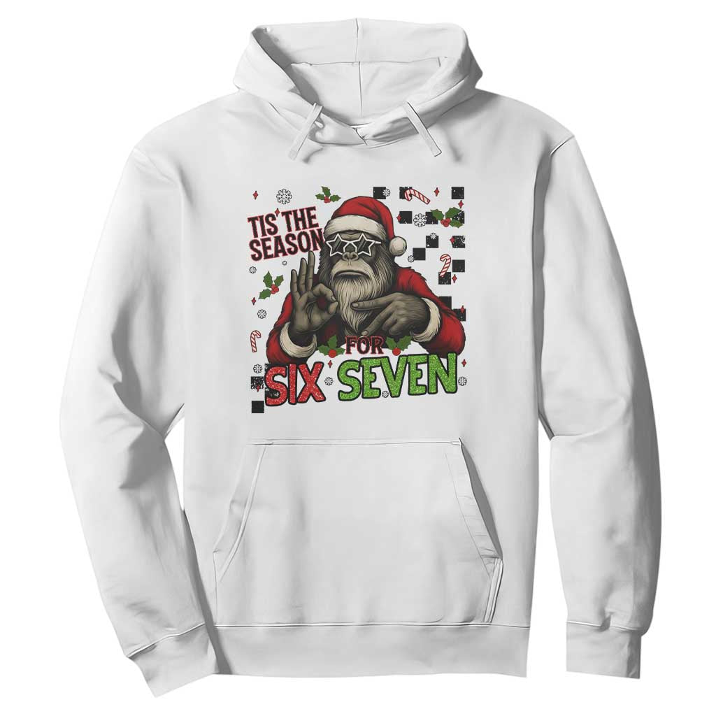 Funny Bigfoot Santa Tis The Season For Six Seven Meme Hoodie Christmas Gift TS12 White Print Your Wear