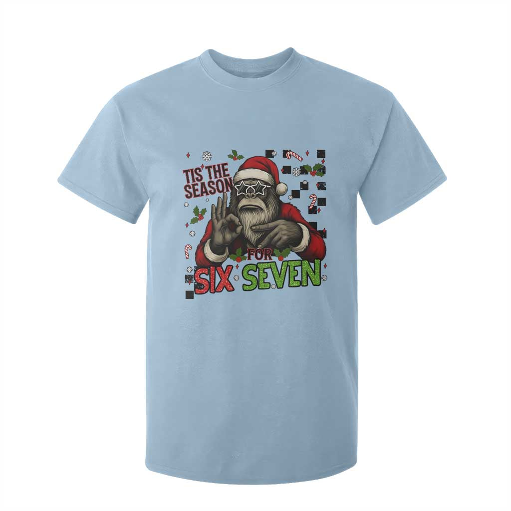 Funny Bigfoot Santa Tis The Season For Six Seven Meme T Shirt For Kid Christmas Gift TS12 Light Blue Print Your Wear