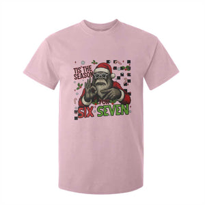 Funny Bigfoot Santa Tis The Season For Six Seven Meme T Shirt For Kid Christmas Gift TS12 Light Pink Print Your Wear