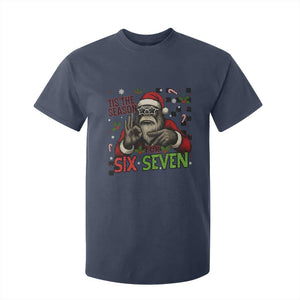 Funny Bigfoot Santa Tis The Season For Six Seven Meme T Shirt For Kid Christmas Gift TS12 Navy Print Your Wear