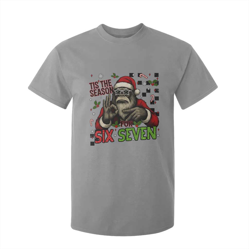 Funny Bigfoot Santa Tis The Season For Six Seven Meme T Shirt For Kid Christmas Gift TS12 Sport Gray Print Your Wear