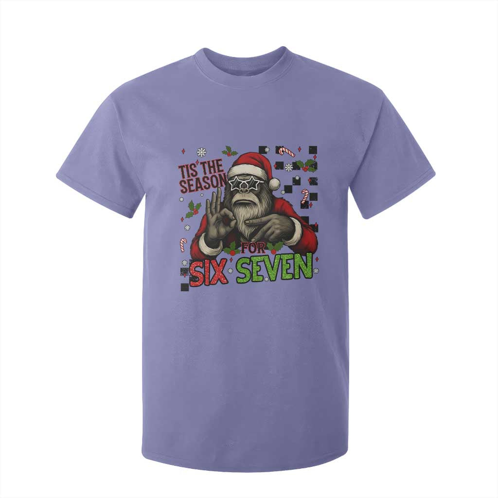 Funny Bigfoot Santa Tis The Season For Six Seven Meme T Shirt For Kid Christmas Gift TS12 Violet Print Your Wear