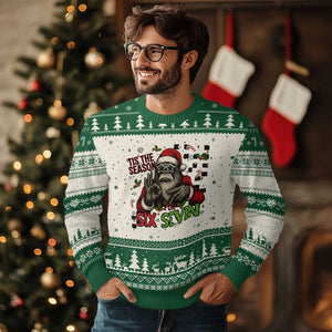 Funny Bigfoot Santa Tis The Season For Six Seven Meme Ugly Christmas Sweater Xmas Gift TS12 Beige Green Print Your Wear