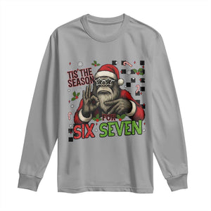 Funny Bigfoot Santa Tis The Season For Six Seven Meme Long Sleeve Shirt Christmas Gift TS12 Sport Gray Print Your Wear