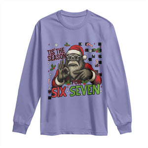 Funny Bigfoot Santa Tis The Season For Six Seven Meme Long Sleeve Shirt Christmas Gift TS12 Violet Print Your Wear