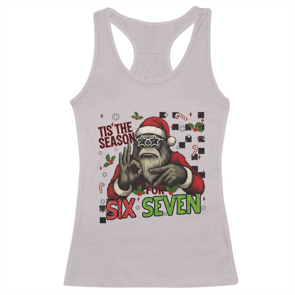 Funny Bigfoot Santa Tis The Season For Six Seven Meme Racerback Tank Top Christmas Gift TS12 Ice Gray Print Your Wear