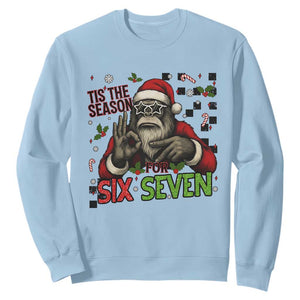Funny Bigfoot Santa Tis The Season For Six Seven Meme Sweatshirt Christmas Gift TS12 Light Blue Print Your Wear