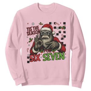 Funny Bigfoot Santa Tis The Season For Six Seven Meme Sweatshirt Christmas Gift TS12 Light Pink Print Your Wear