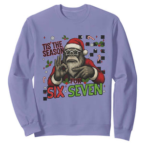 Funny Bigfoot Santa Tis The Season For Six Seven Meme Sweatshirt Christmas Gift TS12 Violet Print Your Wear