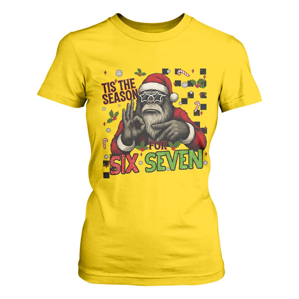Funny Bigfoot Santa Tis The Season For Six Seven Meme T Shirt For Women Christmas Gift TS12 Daisy Print Your Wear