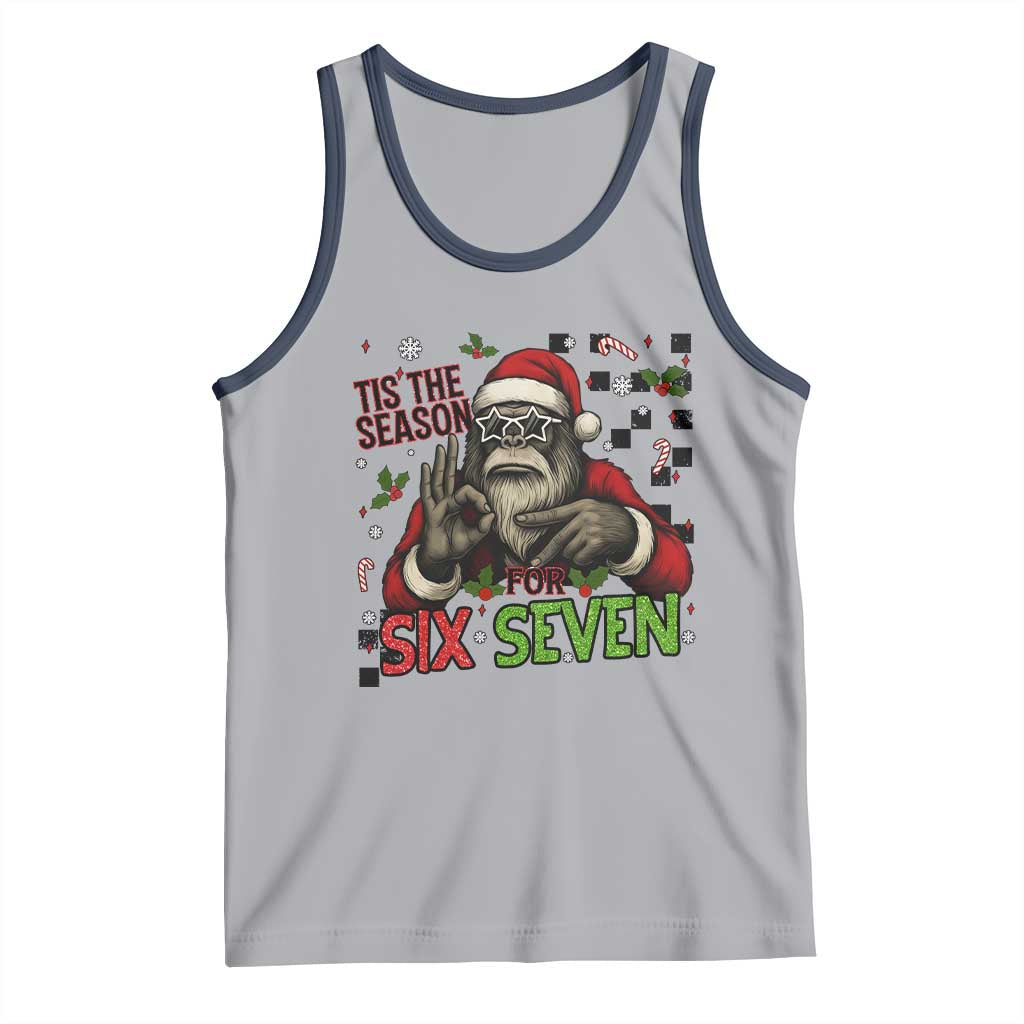 Funny Bigfoot Santa Tis The Season For Six Seven Meme Tank Top Christmas Gift TS12 Athletic Heather Navy Print Your Wear