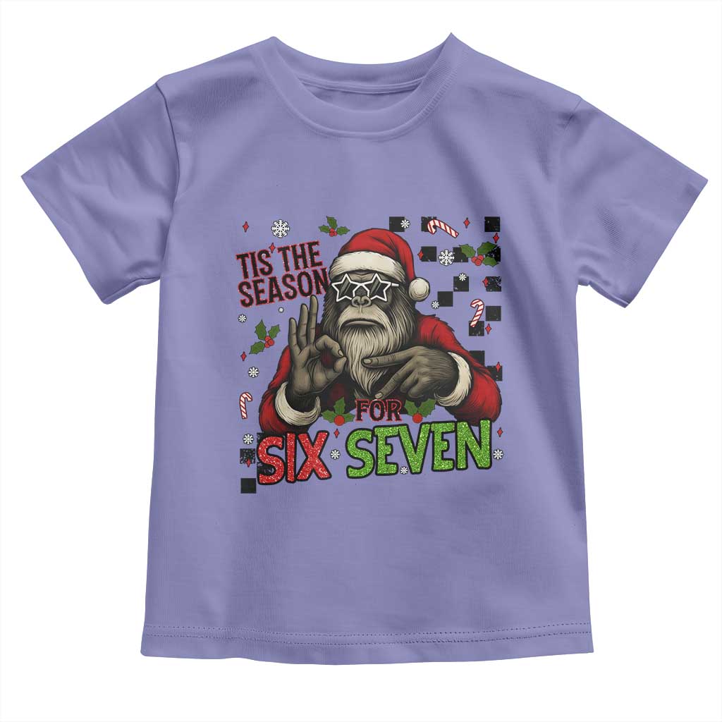Funny Bigfoot Santa Tis The Season For Six Seven Meme Toddler T Shirt Christmas Gift TS12 Violet Print Your Wear