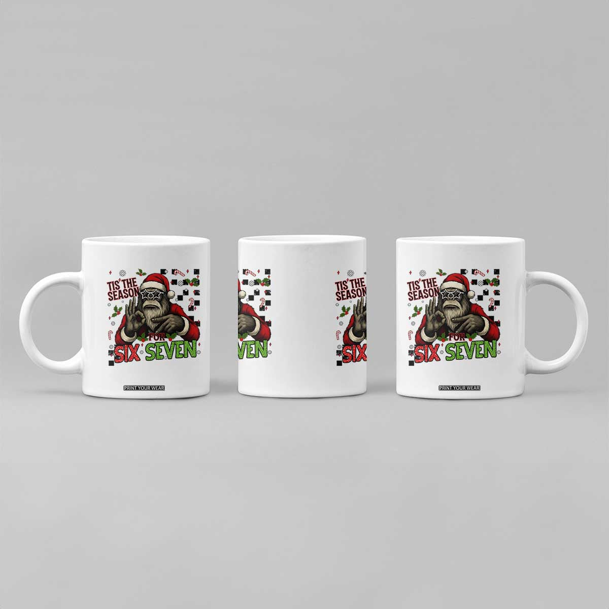 Funny Bigfoot Santa Tis The Season For Six Seven Meme Coffee Mug Christmas Gift TS12 Print Your Wear
