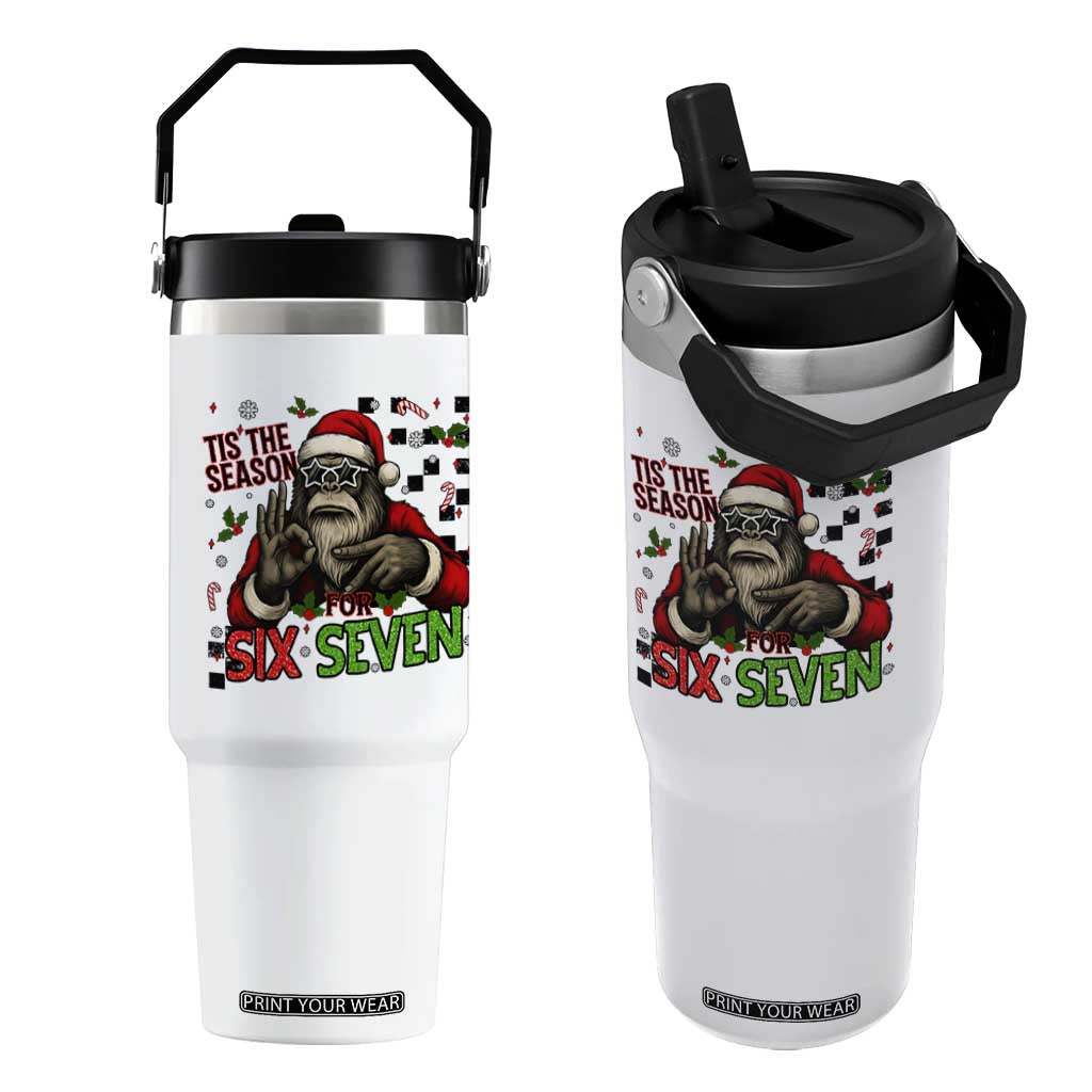 Funny Bigfoot Santa Tis The Season For Six Seven Meme Flip Straw Tumbler Christmas Gift TS12 One Size: 30 oz White Print Your Wear