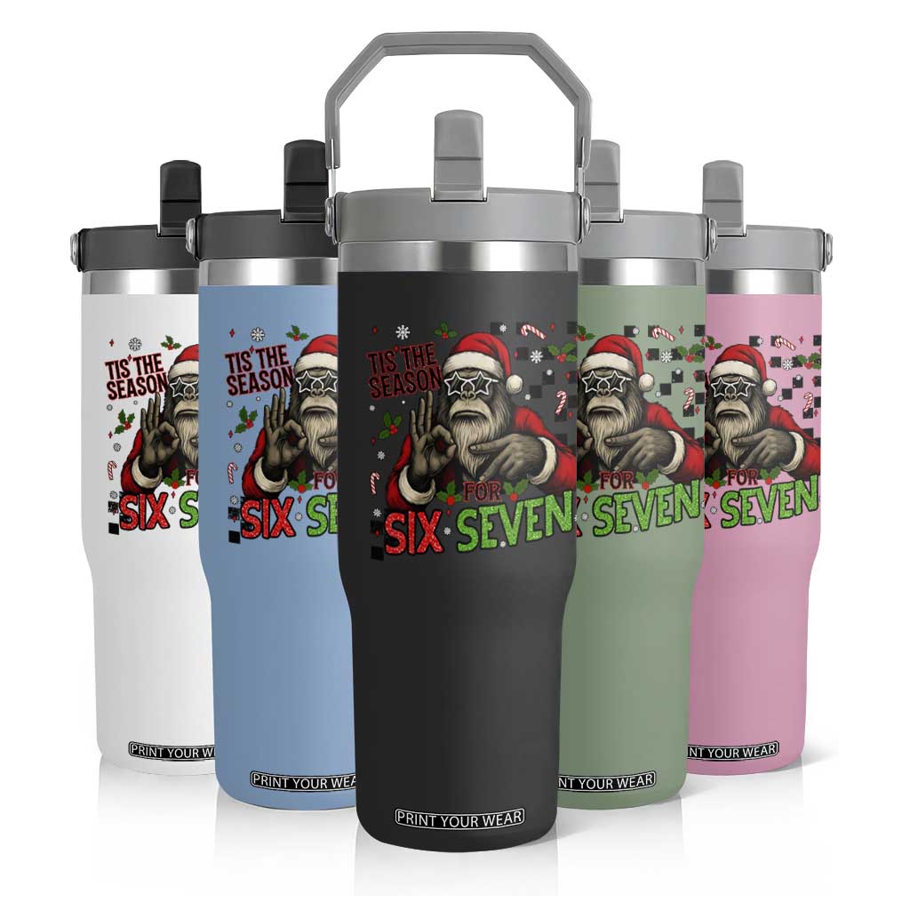 Funny Bigfoot Santa Tis The Season For Six Seven Meme Flip Straw Tumbler Christmas Gift TS12 Print Your Wear