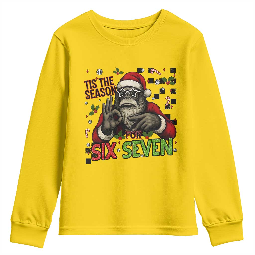 Funny Bigfoot Santa Tis The Season For Six Seven Meme Youth Sweatshirt Christmas Gift TS12 Daisy Print Your Wear