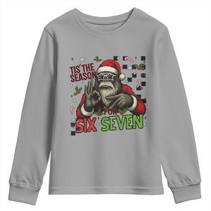 Funny Bigfoot Santa Tis The Season For Six Seven Meme Youth Sweatshirt Christmas Gift TS12 Sport Gray Print Your Wear