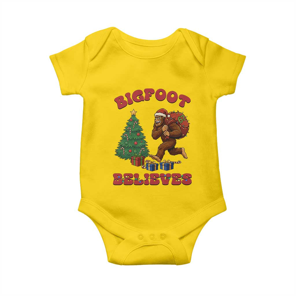 Funny Bigfoot Santa Believes Six Seven Meme Baby Onesie Trendy Gen Z Xmas Gift TS12 Daisy Print Your Wear