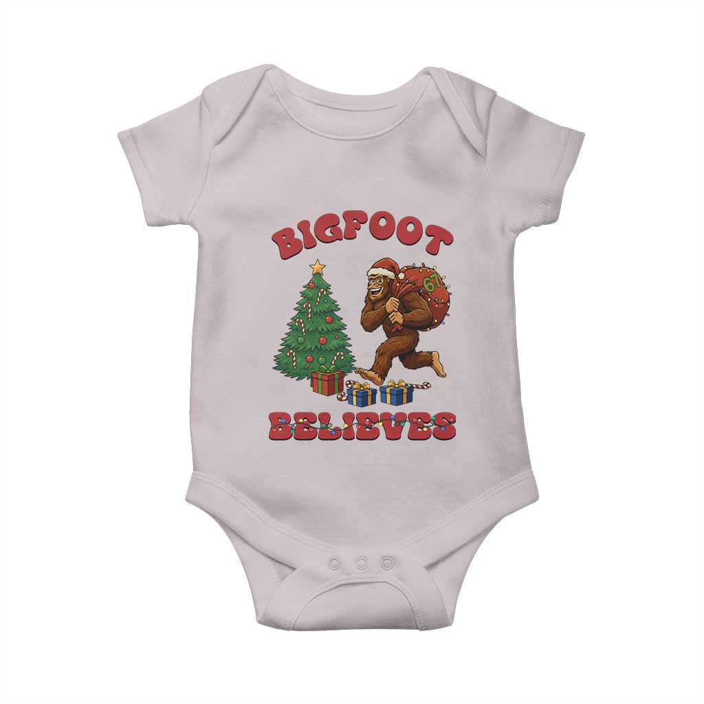Funny Bigfoot Santa Believes Six Seven Meme Baby Onesie Trendy Gen Z Xmas Gift TS12 Ice Gray Print Your Wear
