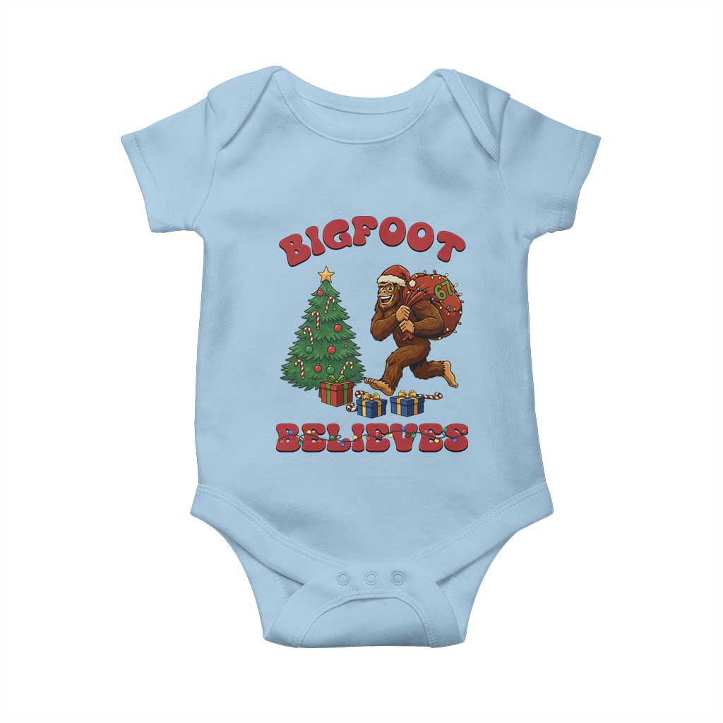 Funny Bigfoot Santa Believes Six Seven Meme Baby Onesie Trendy Gen Z Xmas Gift TS12 Light Blue Print Your Wear