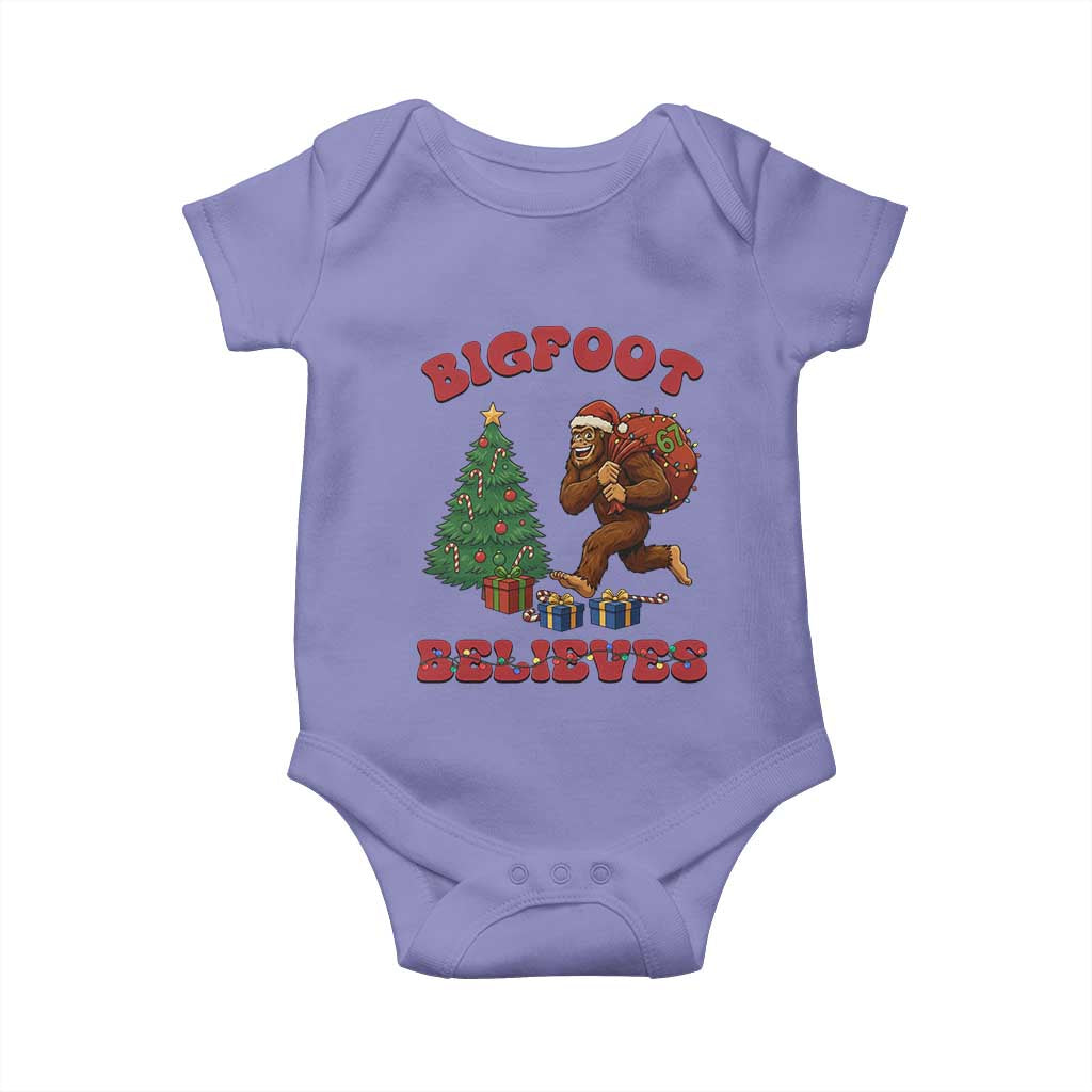Funny Bigfoot Santa Believes Six Seven Meme Baby Onesie Trendy Gen Z Xmas Gift TS12 Violet Print Your Wear