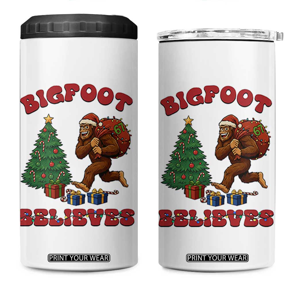 Funny Bigfoot Santa Believes Six Seven Meme 4 in 1 Can Cooler Tumbler Trendy Gen Z Xmas Gift TS12 One Size: 16 oz White Print Your Wear
