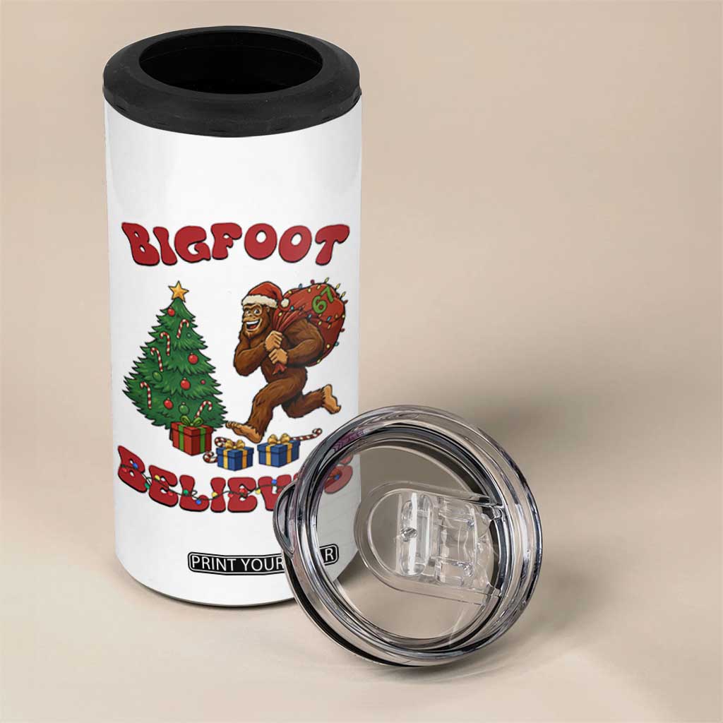 Funny Bigfoot Santa Believes Six Seven Meme 4 in 1 Can Cooler Tumbler Trendy Gen Z Xmas Gift TS12 Print Your Wear