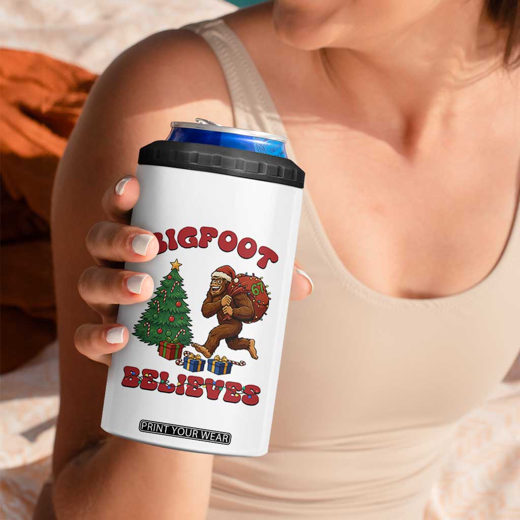 Funny Bigfoot Santa Believes Six Seven Meme 4 in 1 Can Cooler Tumbler Trendy Gen Z Xmas Gift TS12 Print Your Wear