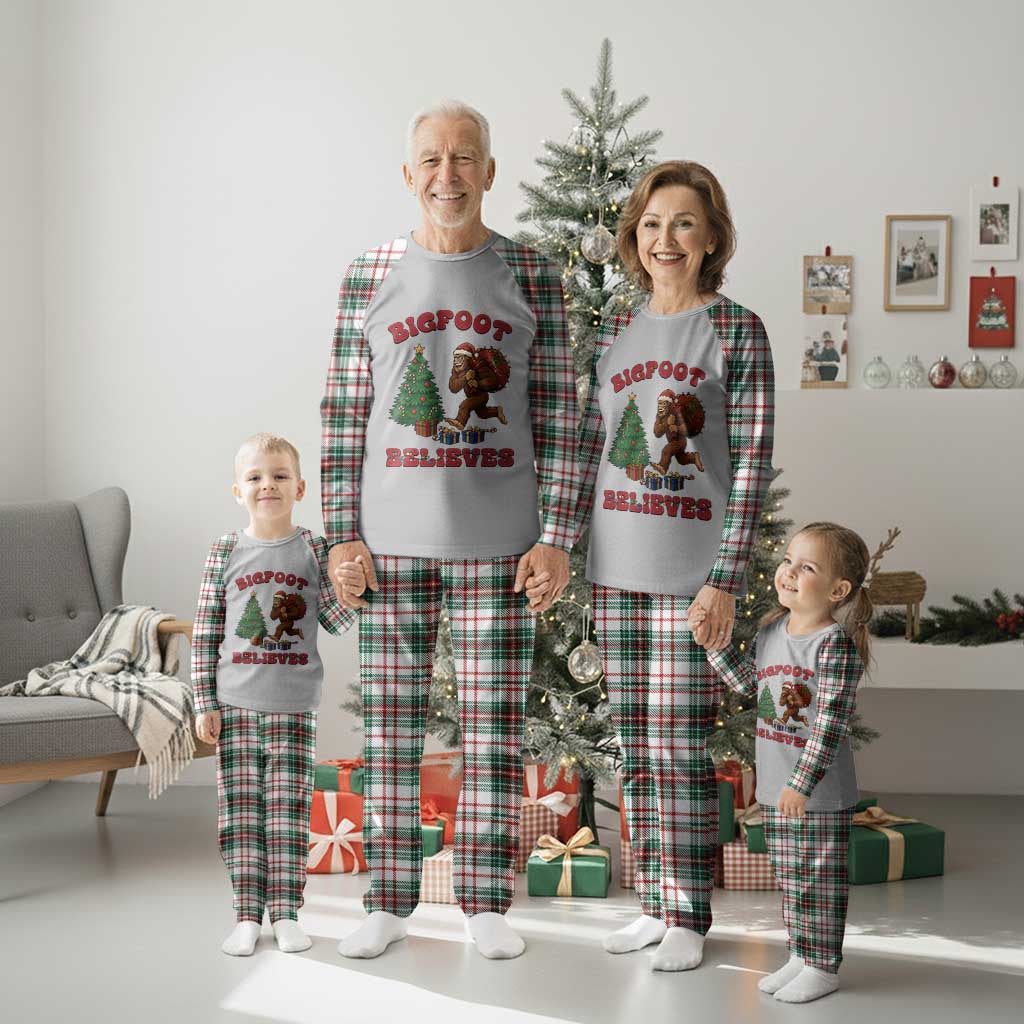 Funny Bigfoot Santa Believes Six Seven Meme Plaid Pajama Set Trendy Gen Z Xmas Gift TS12 Christmas Plaid Print Your Wear