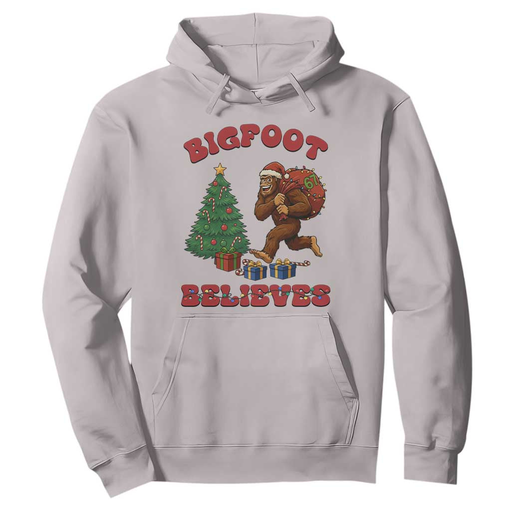 Funny Bigfoot Santa Believes Six Seven Meme Hoodie Trendy Gen Z Xmas Gift TS12 Ice Gray Print Your Wear