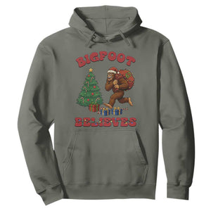 Funny Bigfoot Santa Believes Six Seven Meme Hoodie Trendy Gen Z Xmas Gift TS12 Military Green Print Your Wear