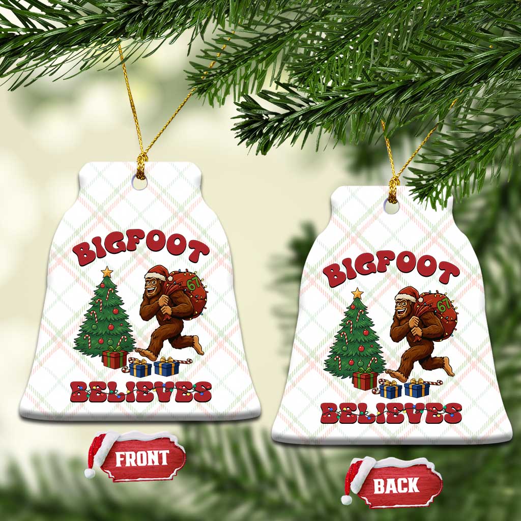 Funny Bigfoot Santa Believes Six Seven Meme Ceramic Ornament Trendy Gen Z Xmas Gift TS12 Print Your Wear
