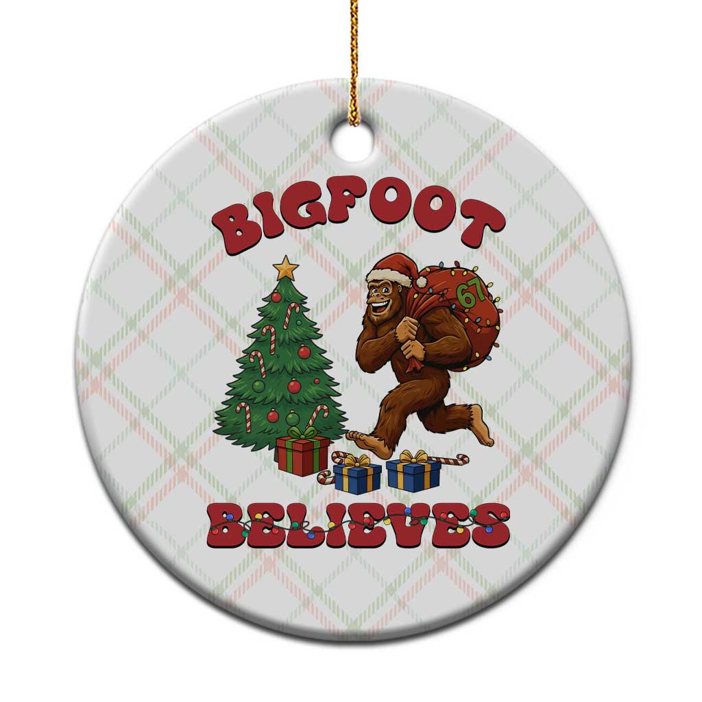 Funny Bigfoot Santa Believes Six Seven Meme Ceramic Ornament Trendy Gen Z Xmas Gift TS12 1pc Christmas Plaid Print Your Wear