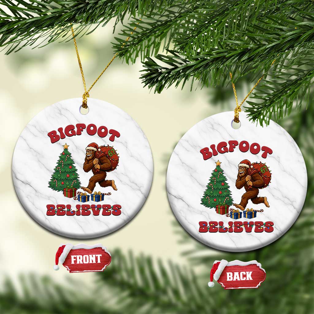Funny Bigfoot Santa Believes Six Seven Meme Ceramic Ornament Trendy Gen Z Xmas Gift TS12 1pc White Marble Print Your Wear