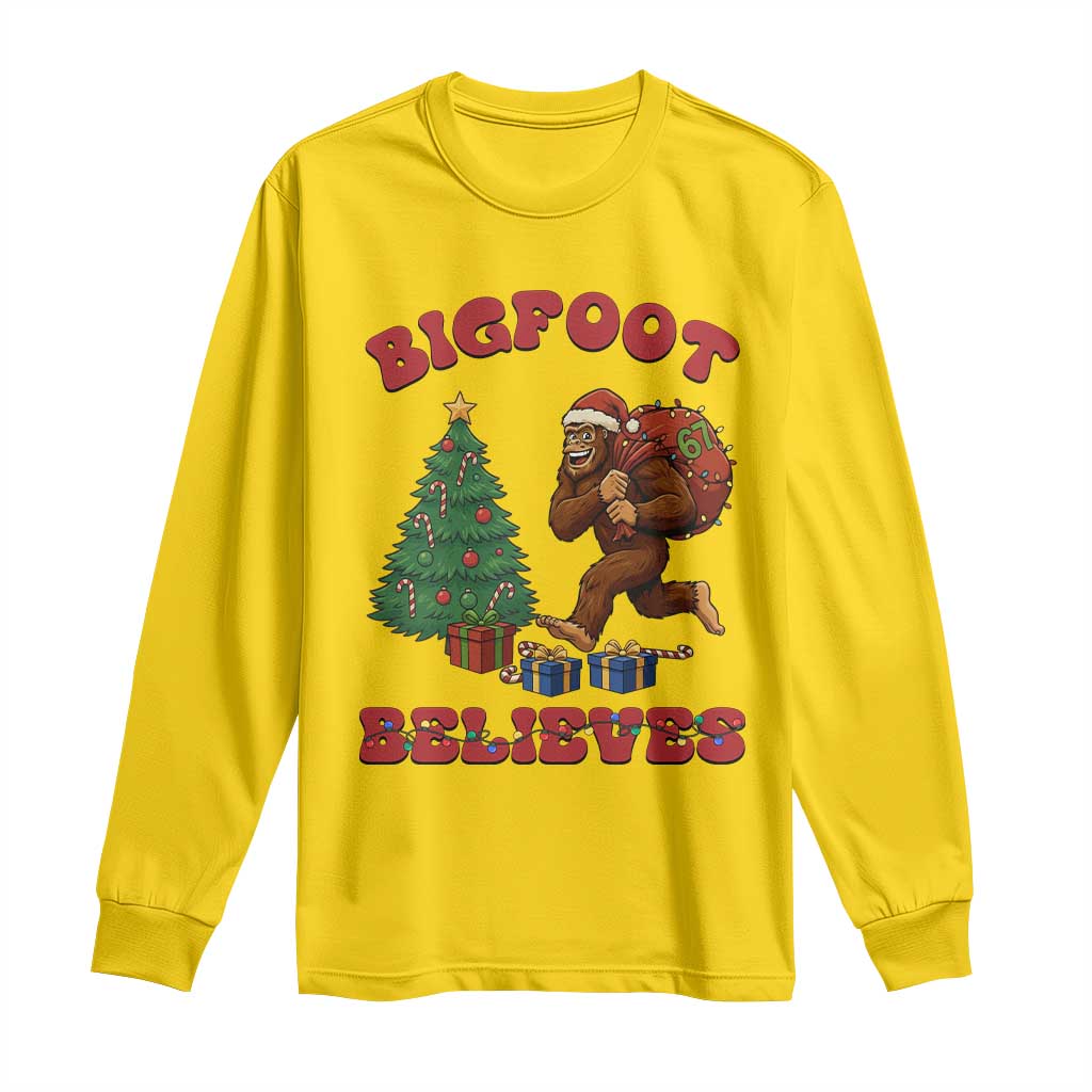 Funny Bigfoot Santa Believes Six Seven Meme Long Sleeve Shirt Trendy Gen Z Xmas Gift TS12 Daisy Print Your Wear