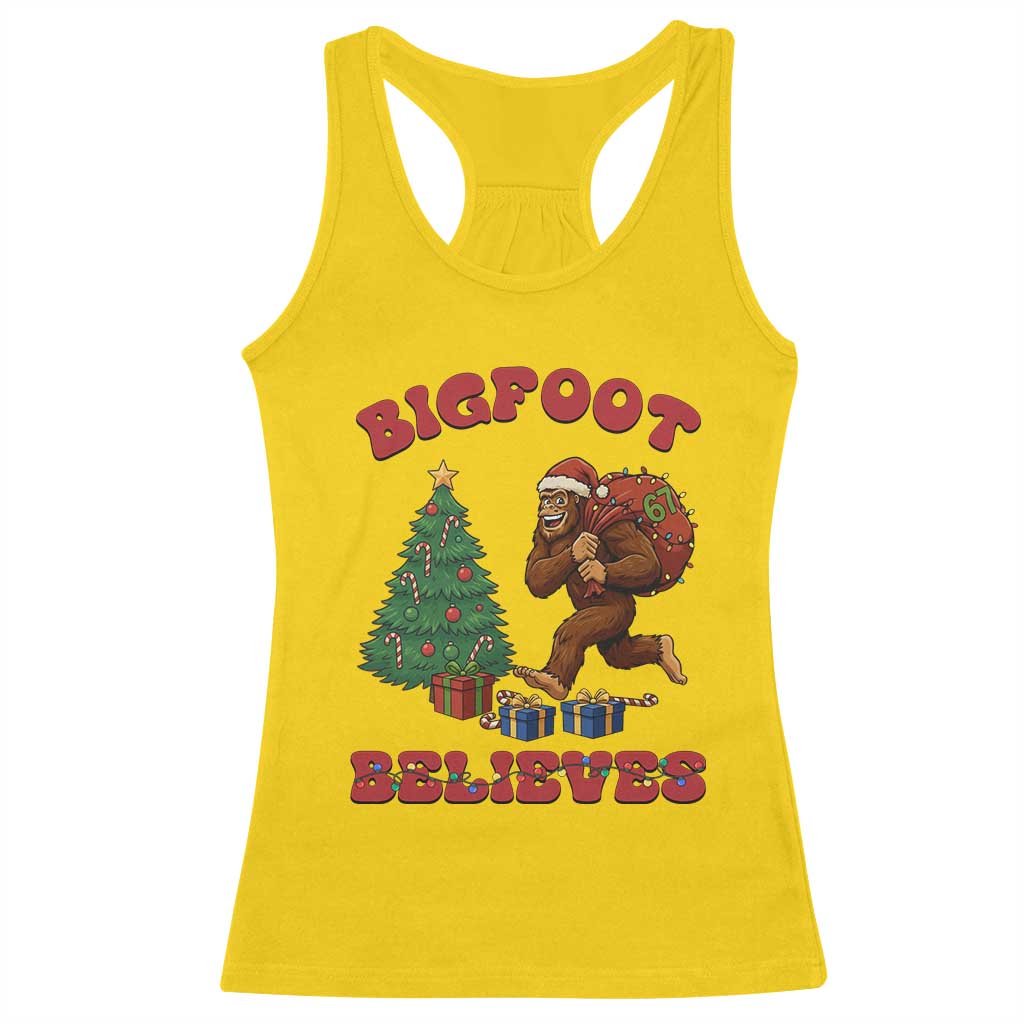 Funny Bigfoot Santa Believes Six Seven Meme Racerback Tank Top Trendy Gen Z Xmas Gift TS12 Daisy Print Your Wear