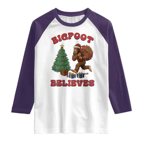Funny Bigfoot Santa Believes Six Seven Meme Raglan Shirt Trendy Gen Z Xmas Gift TS12 White Purple Print Your Wear