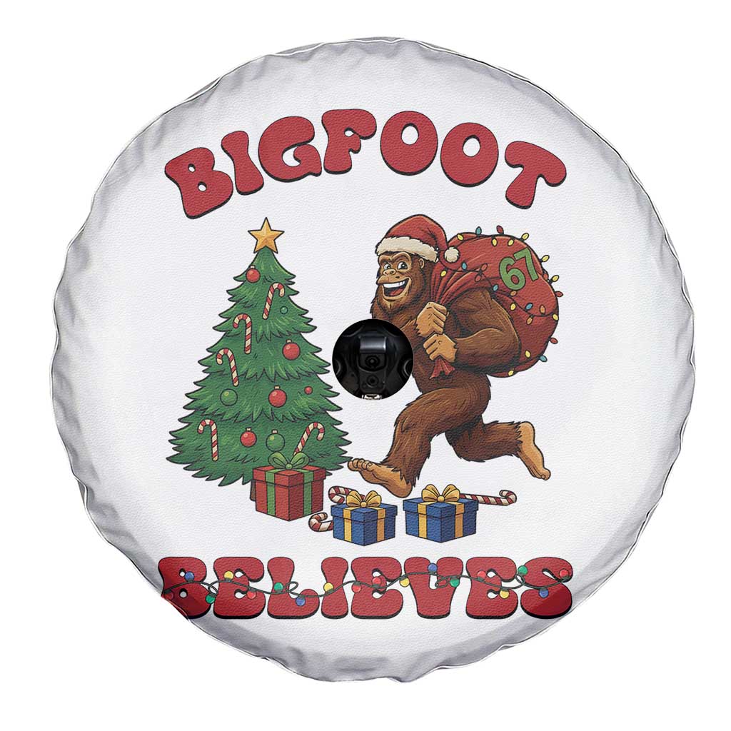 Funny Bigfoot Santa Believes Six Seven Meme Spare Tire Cover Trendy Gen Z Xmas Gift TS12 Print Your Wear
