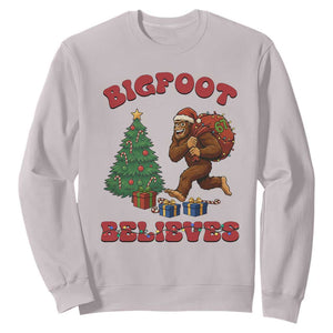 Funny Bigfoot Santa Believes Six Seven Meme Sweatshirt Trendy Gen Z Xmas Gift TS12 Ice Gray Print Your Wear
