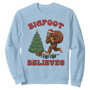 Funny Bigfoot Santa Believes Six Seven Meme Sweatshirt Trendy Gen Z Xmas Gift TS12 Light Blue Print Your Wear