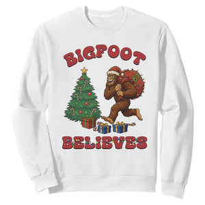 Funny Bigfoot Santa Believes Six Seven Meme Sweatshirt Trendy Gen Z Xmas Gift TS12 White Print Your Wear