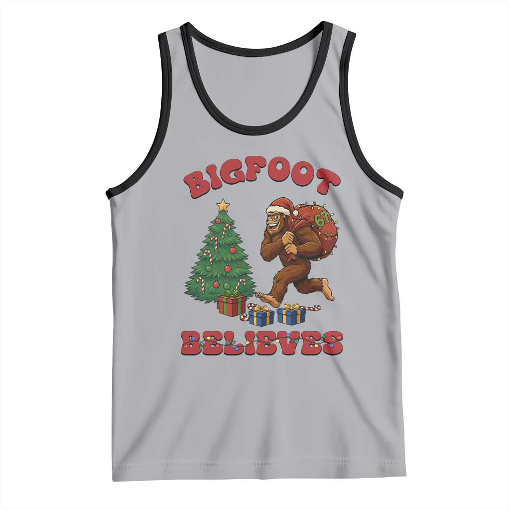 Funny Bigfoot Santa Believes Six Seven Meme Tank Top Trendy Gen Z Xmas Gift TS12 Athletic Heather Black Print Your Wear
