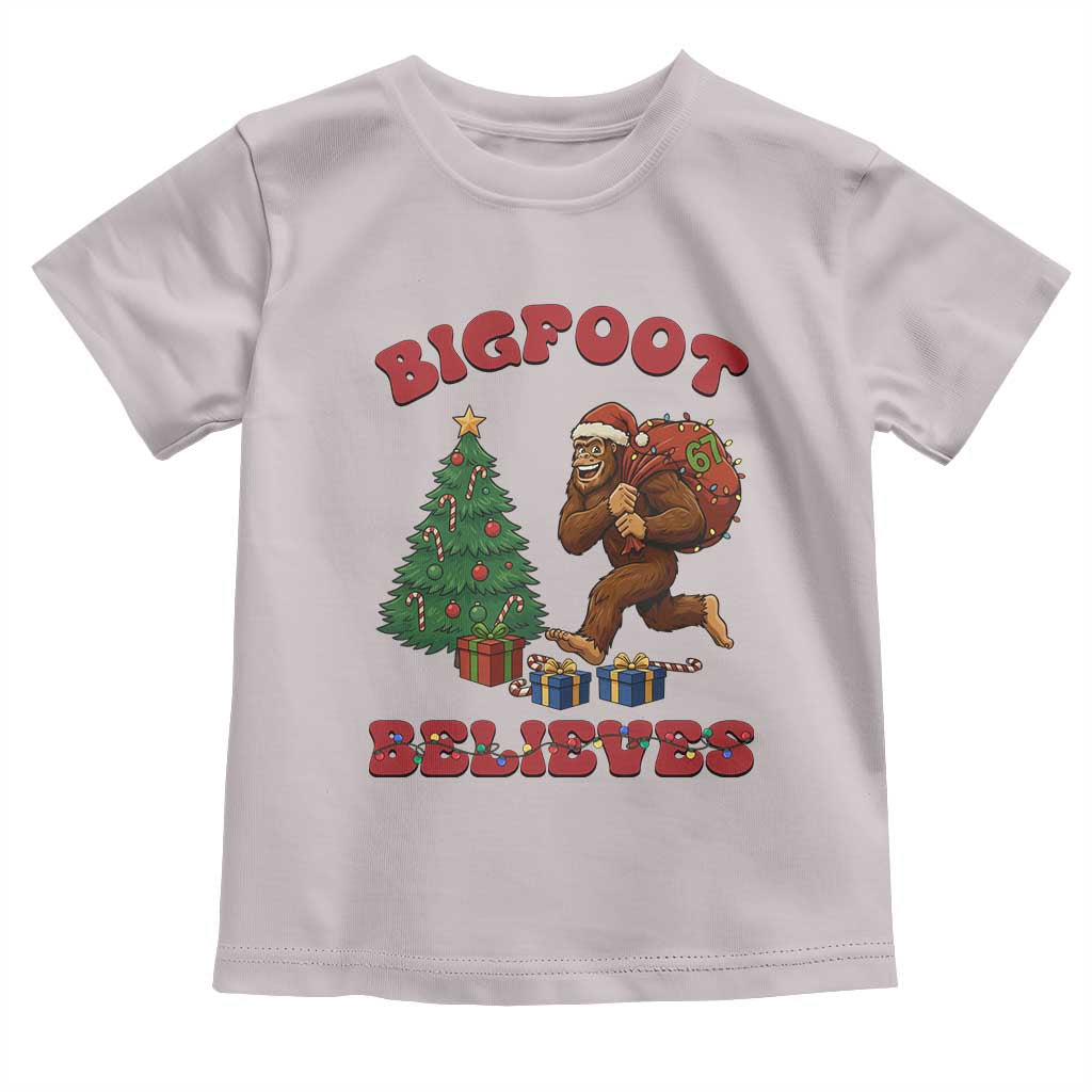 Funny Bigfoot Santa Believes Six Seven Meme Toddler T Shirt Trendy Gen Z Xmas Gift TS12 Ice Gray Print Your Wear