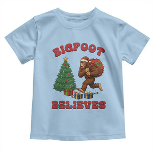 Funny Bigfoot Santa Believes Six Seven Meme Toddler T Shirt Trendy Gen Z Xmas Gift TS12 Light Blue Print Your Wear