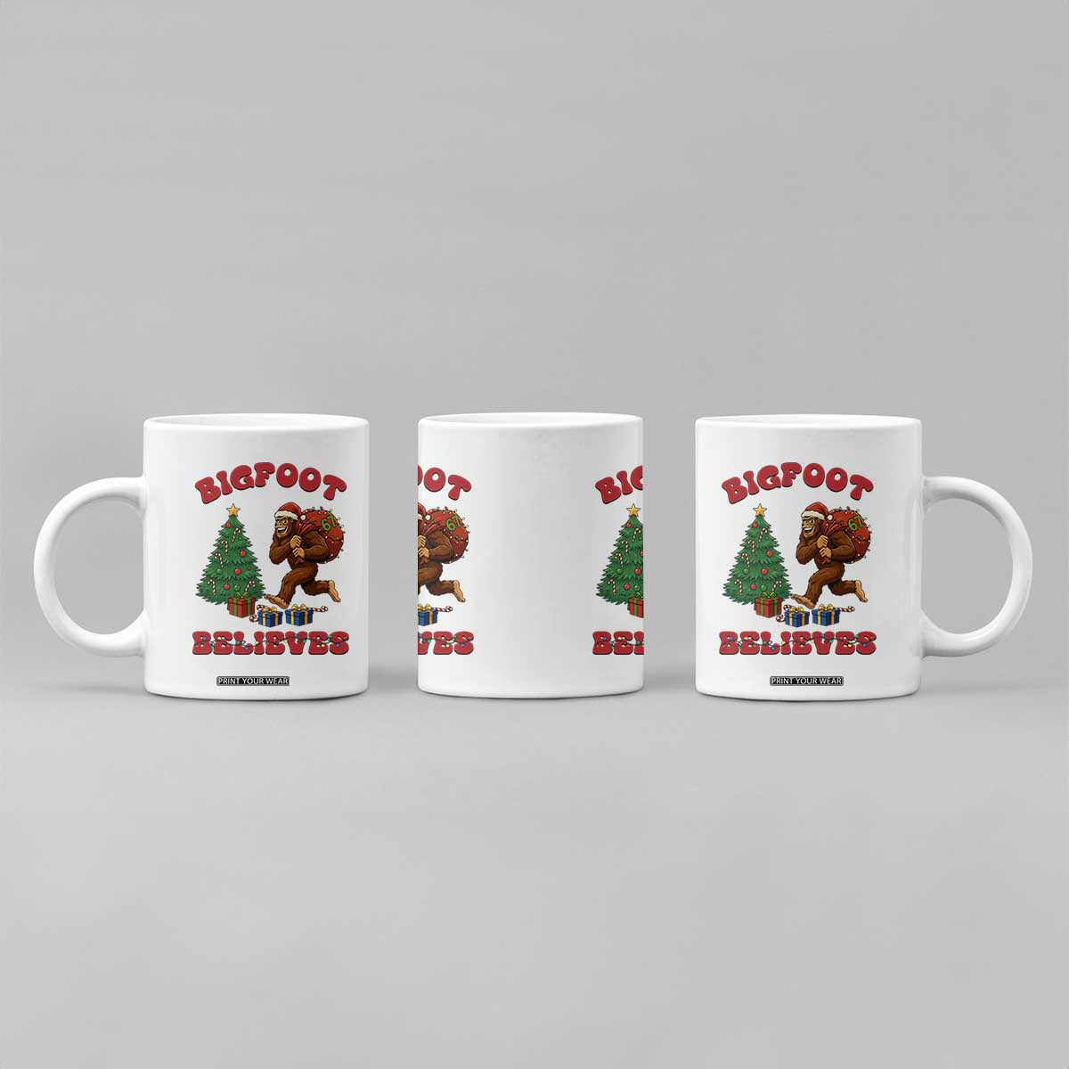 Funny Bigfoot Santa Believes Six Seven Meme Coffee Mug Trendy Gen Z Xmas Gift TS12 Print Your Wear
